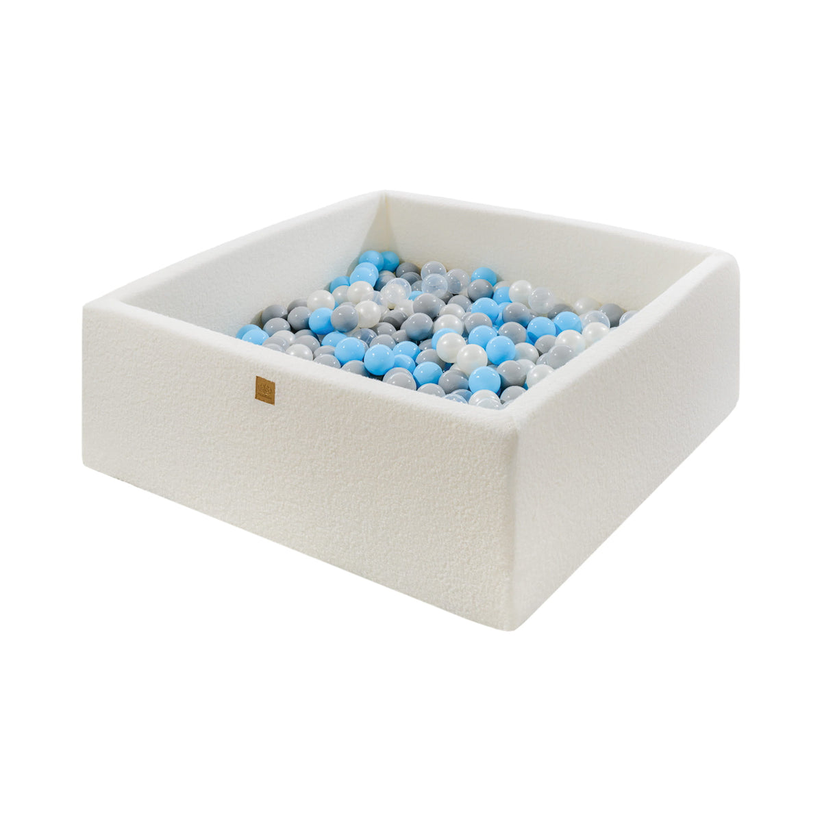 MeowBaby® Boucle White Square Ball Pit 110x110x40cm - 400 Grey/Blue/White Balls