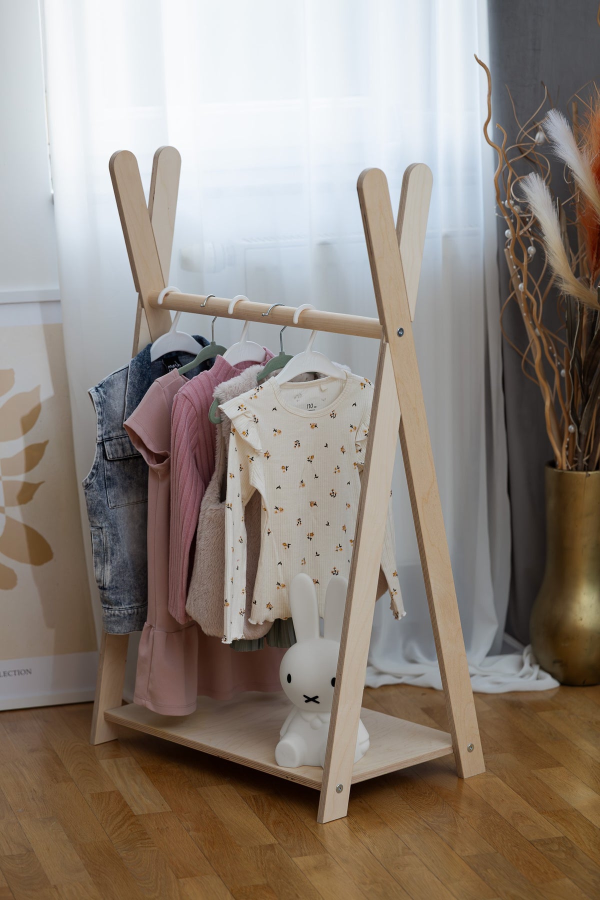 Tipi Clothing Rack For Children - Small Natural Wood