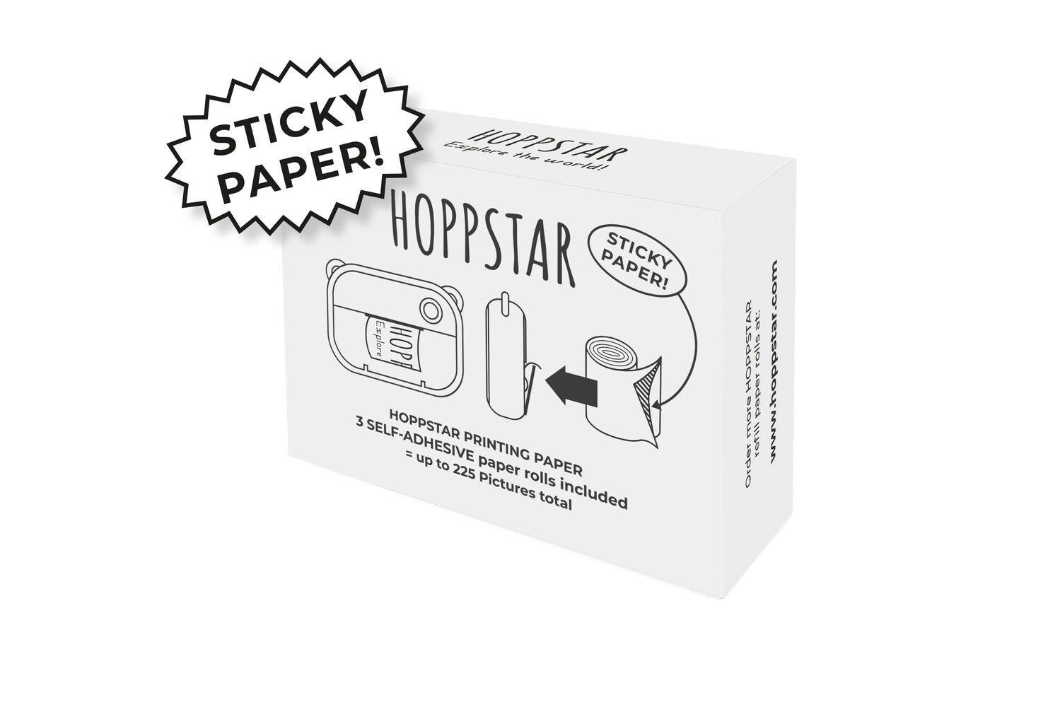 Hoppstar 3x Papírtekercs - Fehér, Öntapadós