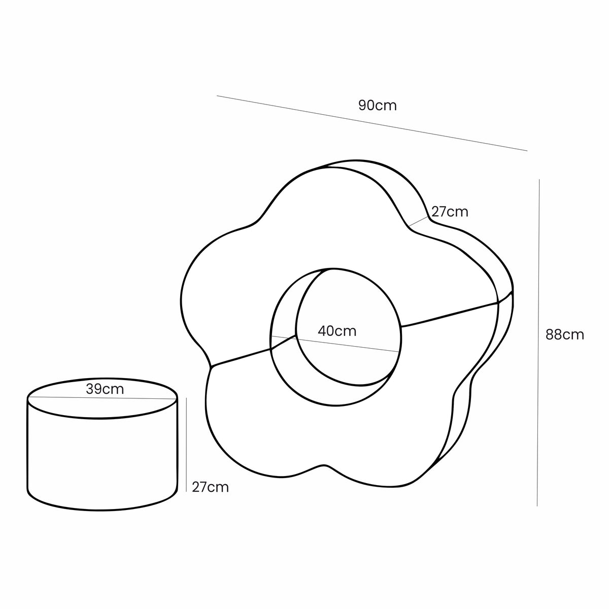 MeowBaby® Foam Flower Shape Set, 3 Elements, Bearly Off White