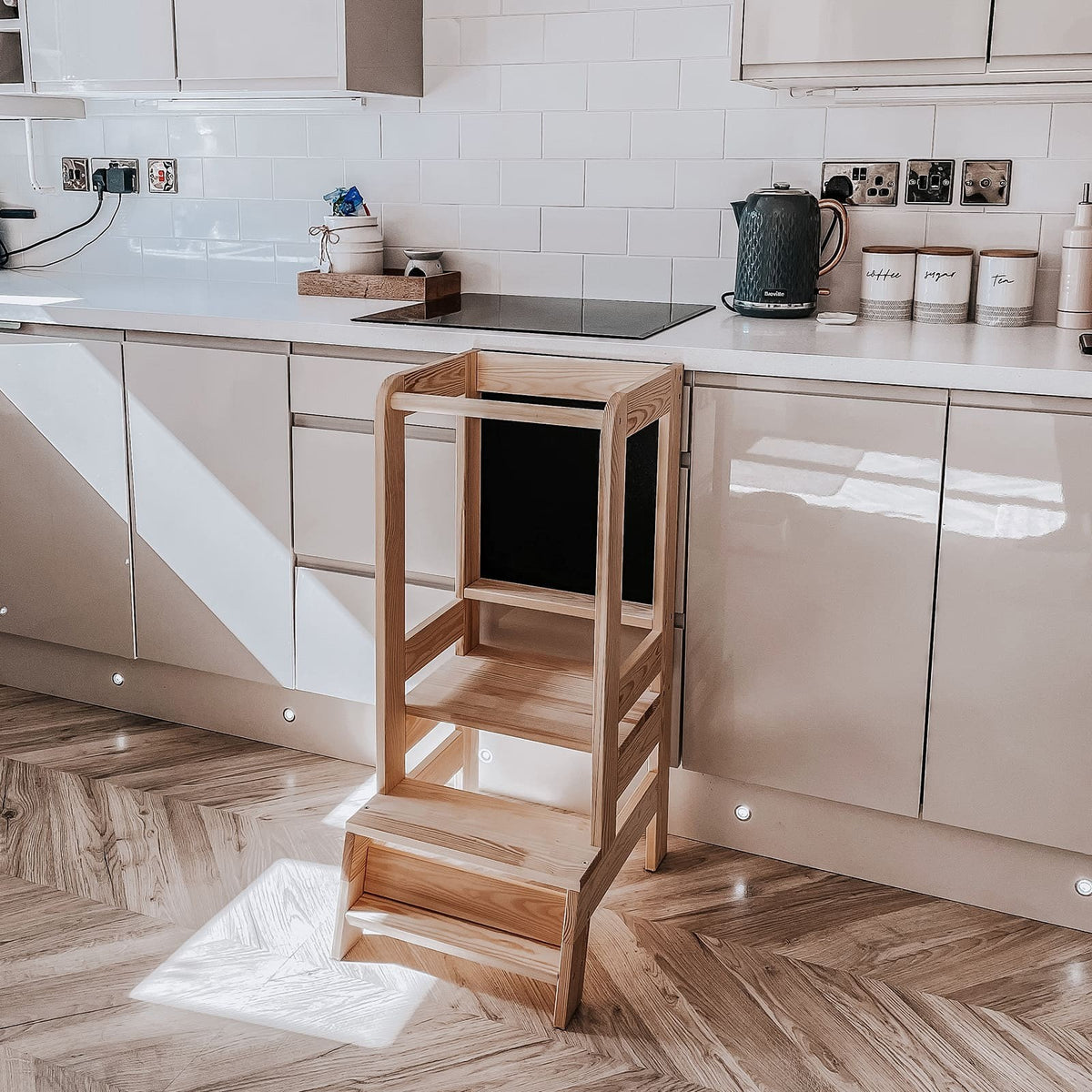 MeowBaby Wooden Kitchen Helper for Children with Board - Natural