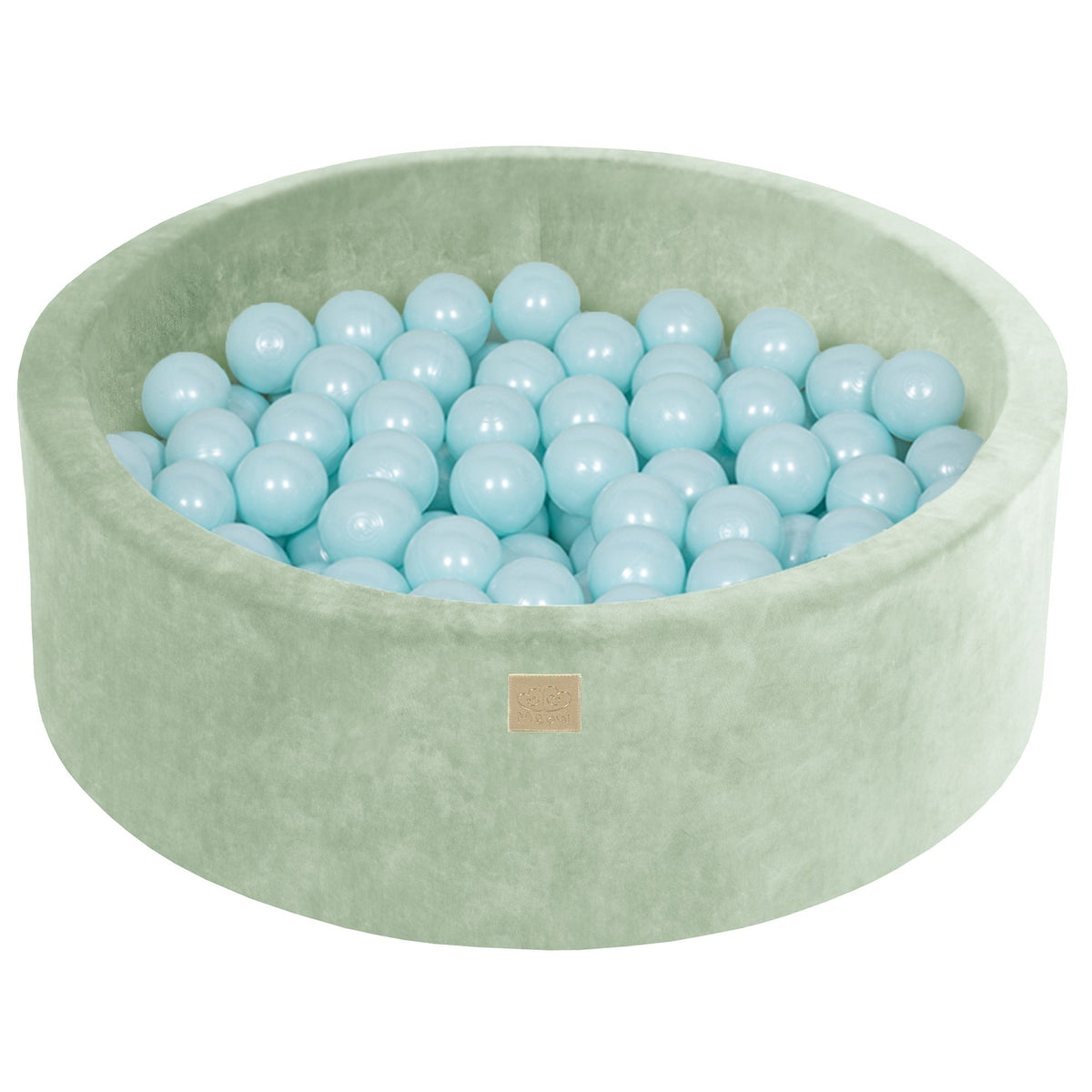 Round Ball Pit With 200 Baby Blue Balls, 90x30cm - Sage Velvet