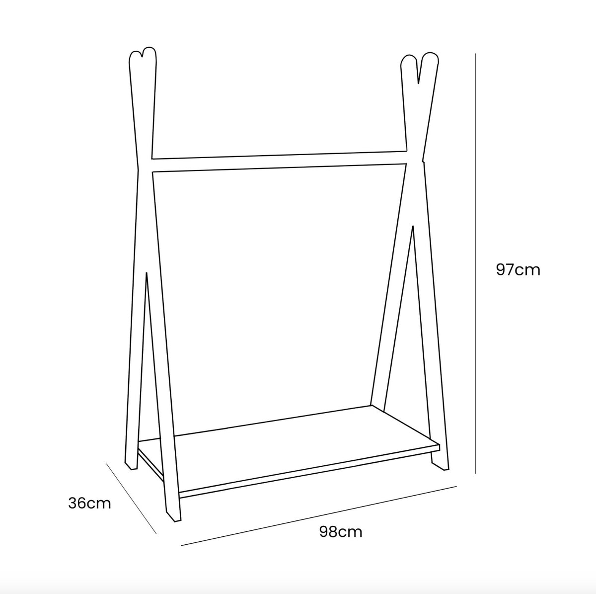 Tipi Clothing Rack For Children - Large Natural Wood